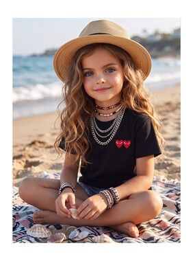 Comme Des Garçons Play ❤︎︎❤︎︎ Double Mini Hearts T-Shirt ❤︎︎❤︎︎ Black ❤︎︎❤︎︎ XS